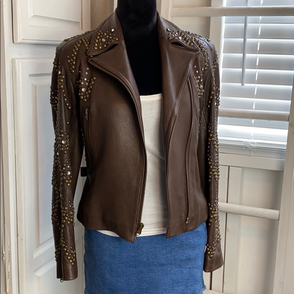 Kippy’s Swarovski crystal leather jacket